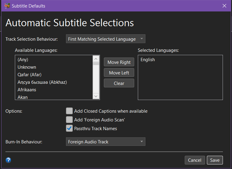 **Selection Behavior**